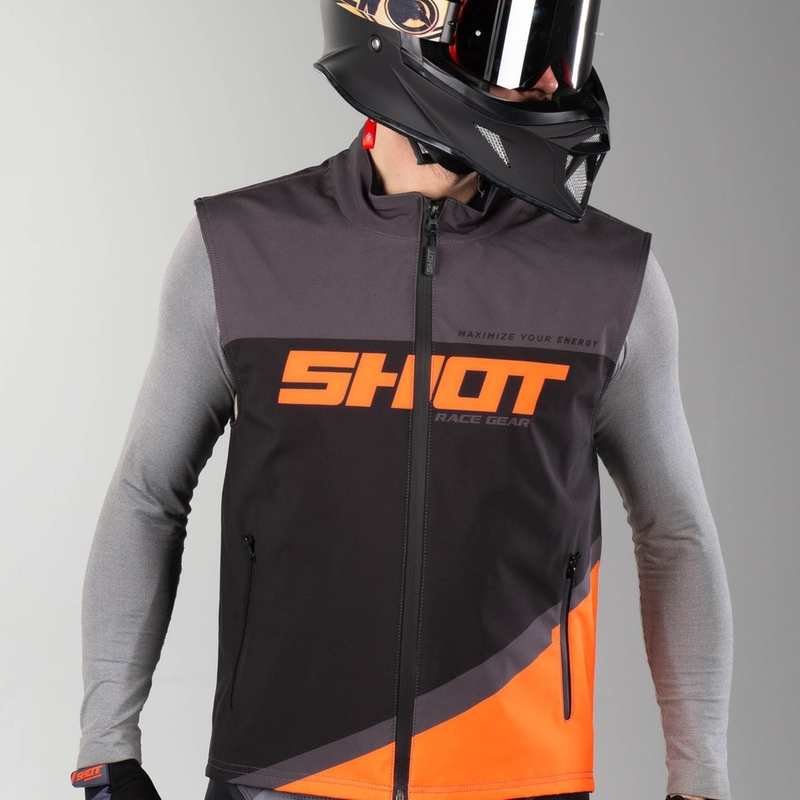 Softshellová vesta Shot Lite čierno-šedo-fluorescenčno oranžová výpredaj