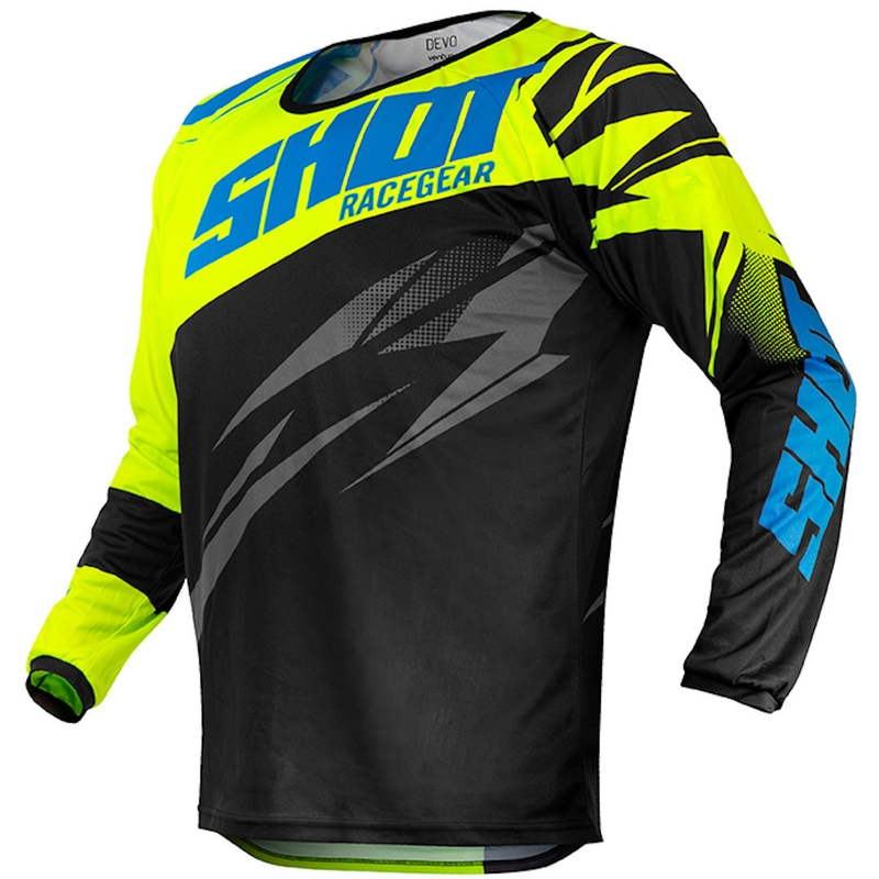 Detský motokrosový dres Shot Devo Ventury čierno-modro-fluorescenčno žltý výpredaj