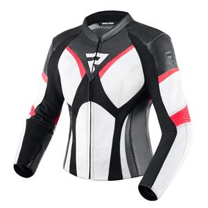 Dámska bunda na motocykel Rebelhorn Rebel čierno-bielo-fluo červená výpredaj