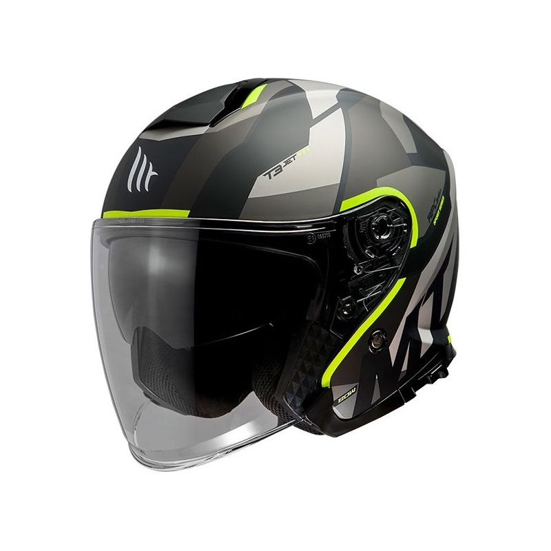 Otvorená prilba na motocykel MT Thunder 3 SV Bow čierno-šedo-fluorescenčno žltá výpredaj