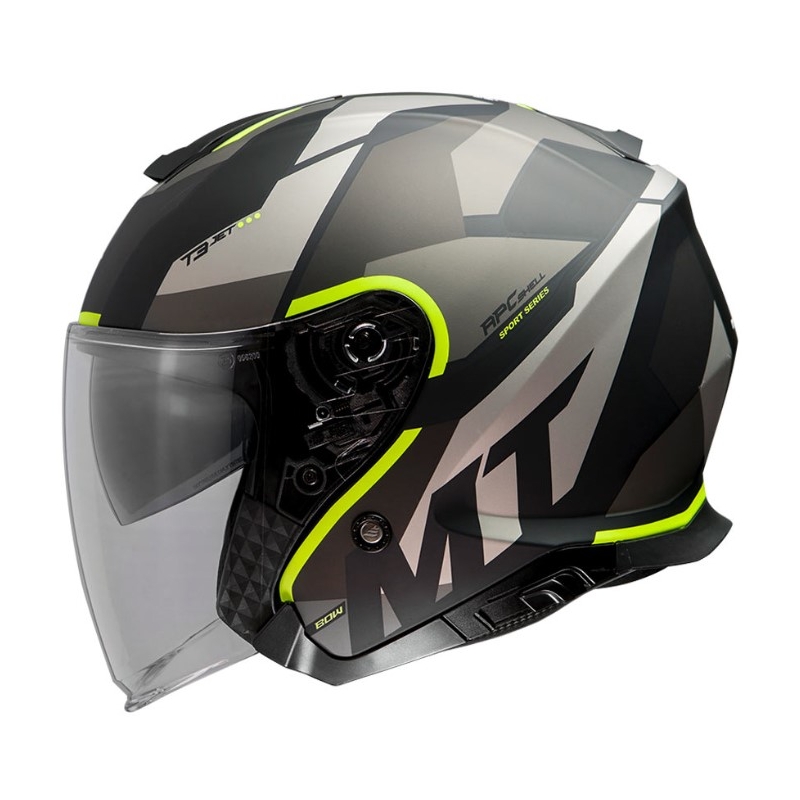 Otvorená prilba na motocykel MT Thunder 3 SV Bow čierno-šedo-fluorescenčno žltá výpredaj
