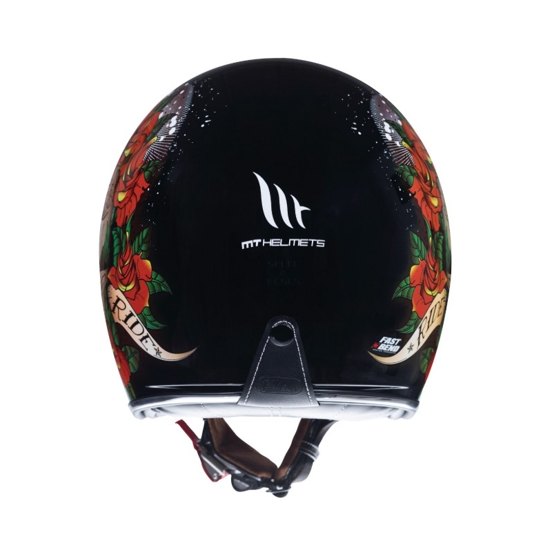 Otvorená prilba na motocykel MT LeMans 2 SV SKULL&ROSES čierno-červená