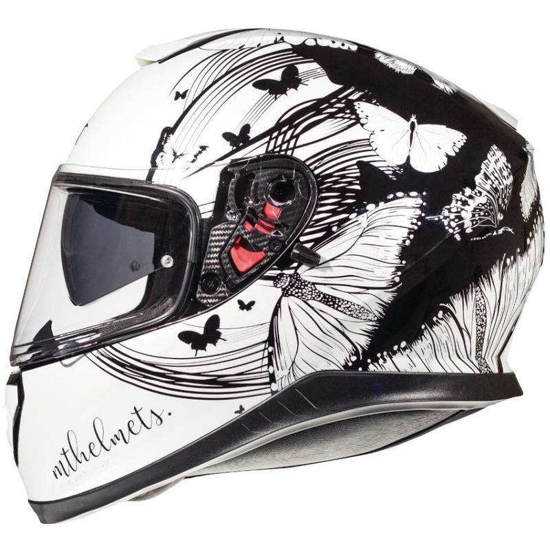 Dámska integrálna prilba na motocykel MT Thunder 3 SV Vlinder bielo-čierna výpredaj