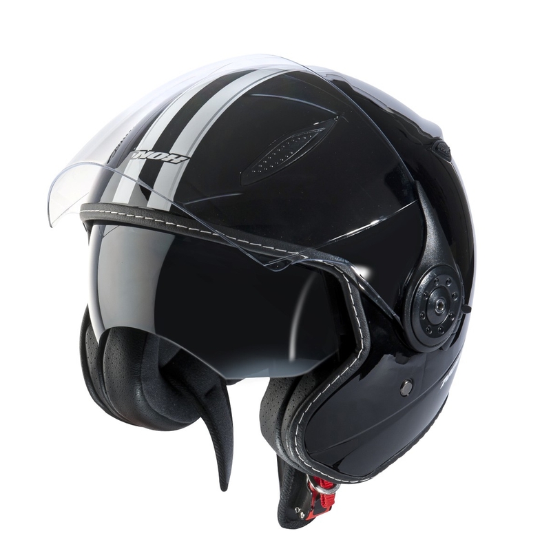 Prilba na skúter otvorená Nox N180 čierna lesklá výpredaj