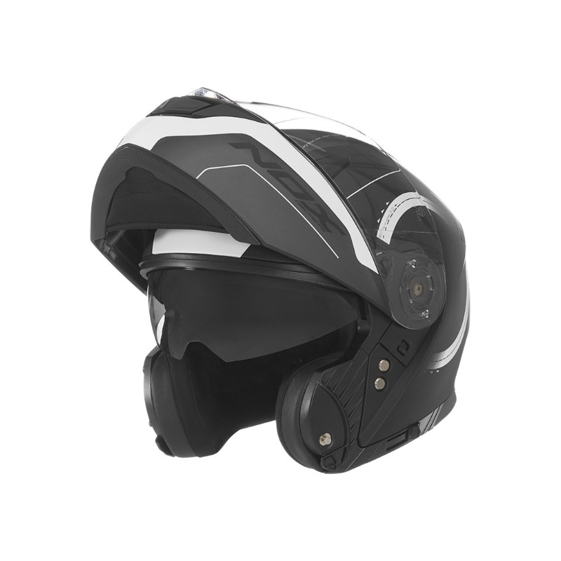 Odklápacia prilba na motocykel NOX N965 Peak čierno-biela