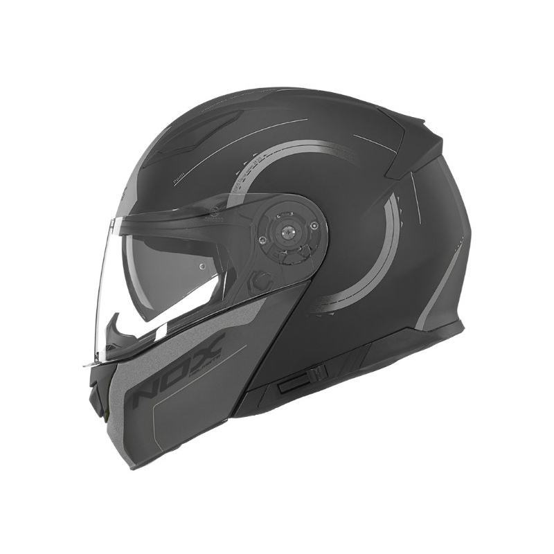Odklápacia prilba na motocykel NOX N965 Peak čierno-strieborná