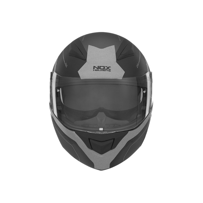 Odklápacia prilba na motocykel NOX N965 Peak čierno-strieborná