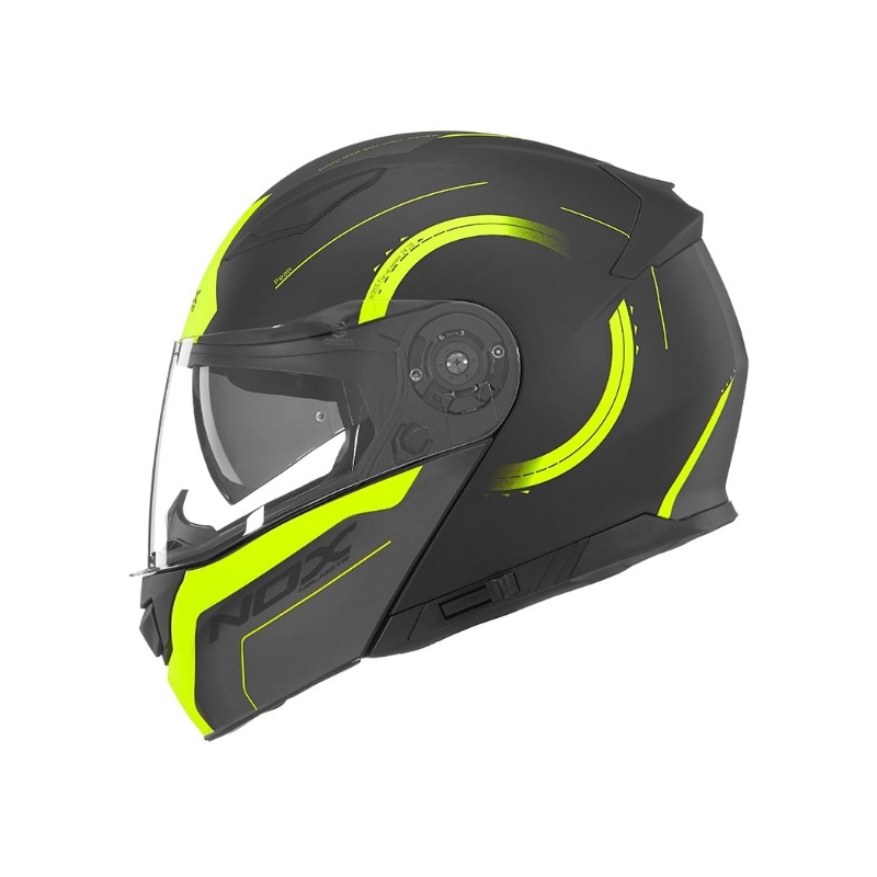 Odklápacia prilba na motocykel NOX N965 Peak čierno-žltá výpredaj