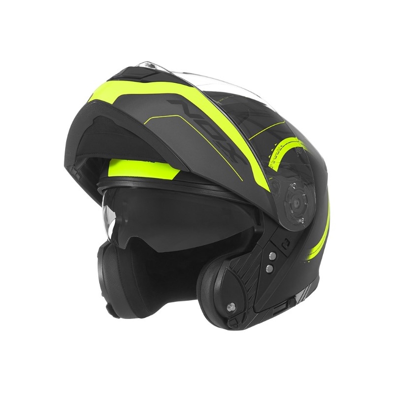Odklápacia prilba na motocykel NOX N965 Peak čierno-žltá výpredaj