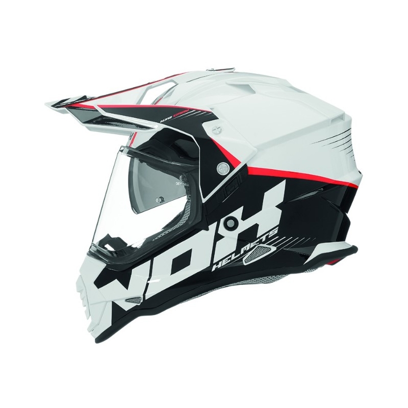 Enduro prilba NOX N312 Crow bielo-čierno-červená