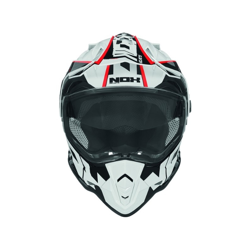 Enduro prilba NOX N312 Crow bielo-čierno-červená