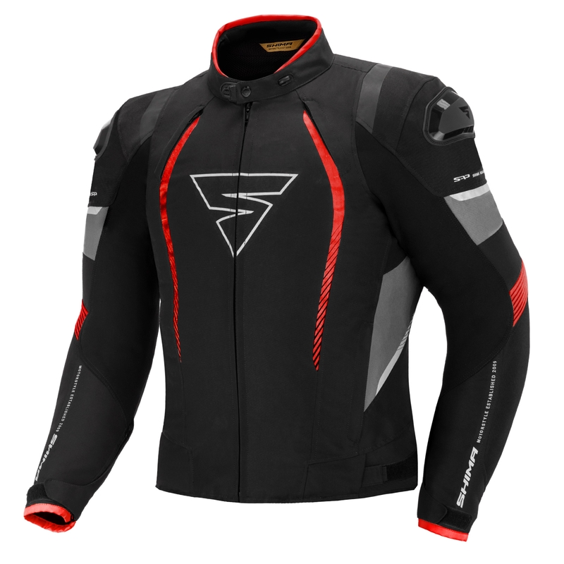 Bunda na motocykel Shima Solid Pro čierno-šedo-červená výpredaj