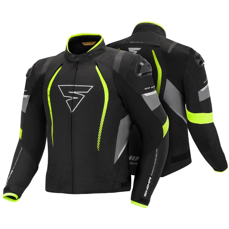 Bunda na motocykel Shima Solid Pro čierno-šedo-fluo žltá