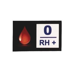 Nálepka s krvnou skupinou 0 RH+