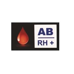 Nálepka s krvnou skupinou AB RH+