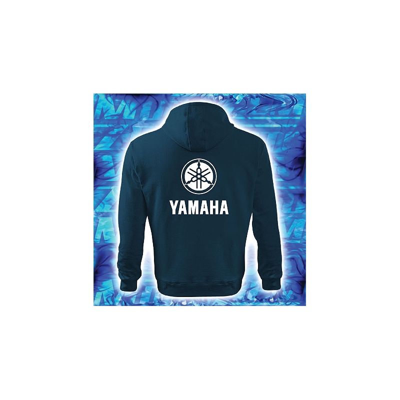 Mikina s motívom Yamaha navy s kapucňou výpredaj
