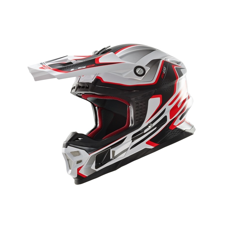 Motokrosová prilba LS2 MX456 Compass bielo-červená vypredaj výpredaj